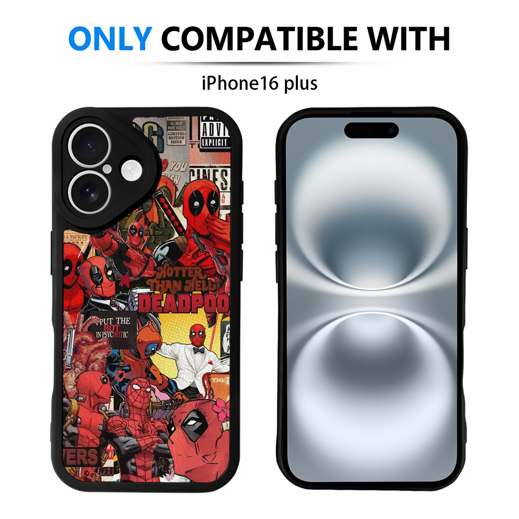 （画像用） Deadpool デッドプール 【iPhone 16シリーズ対応】シリコンスマホケース（レザー調） 材質：シリコン